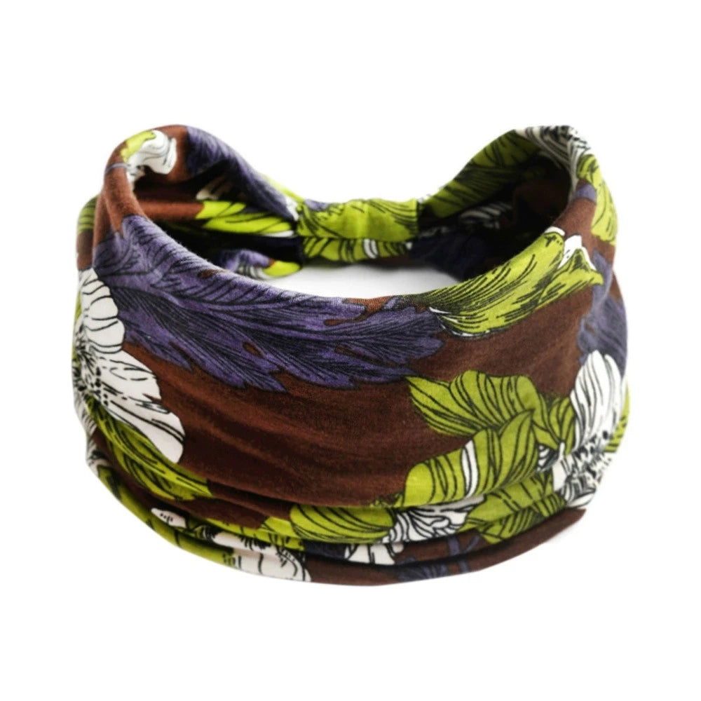 Boho Knot Turbans Yoga Elastic Head Wrap Women Headband Wide Hairbands Headwear Floral Bandanas Fashion Hair Band Accessories