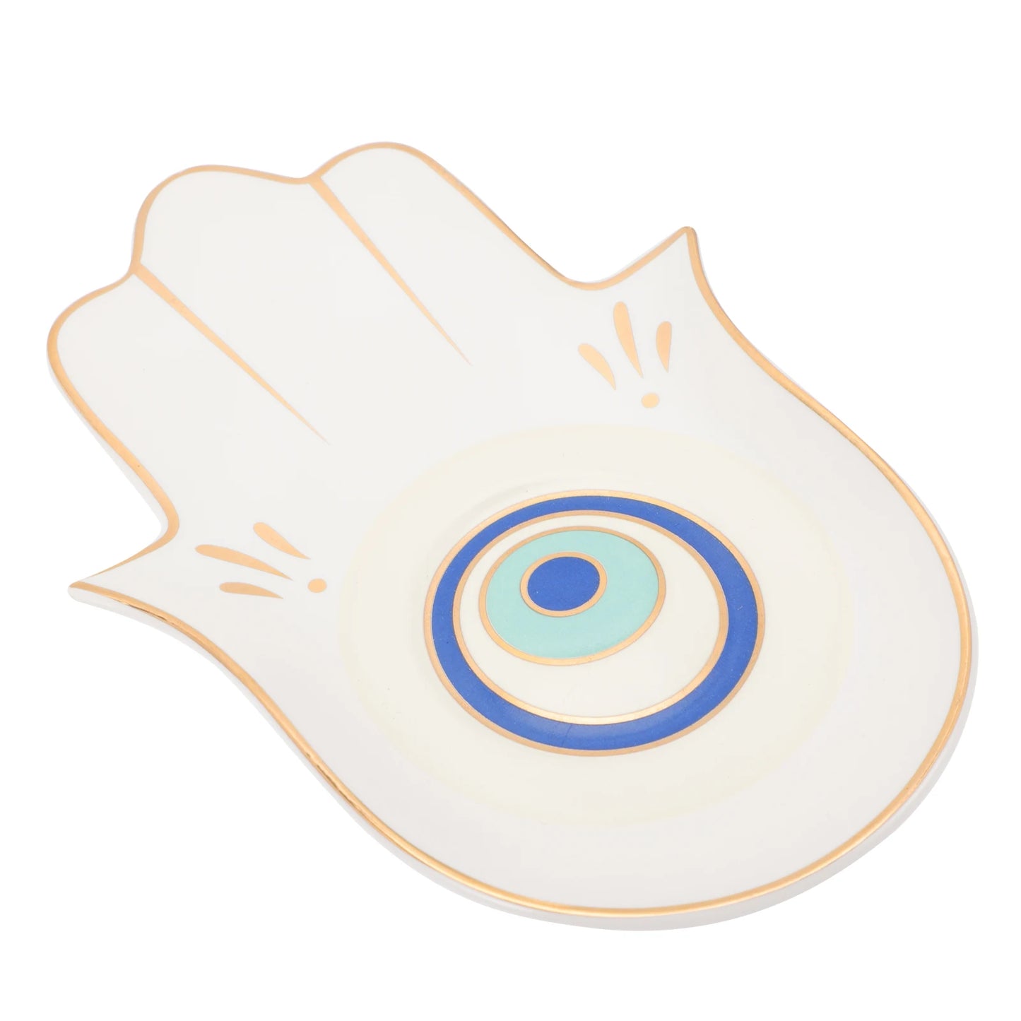 1pc Evil Eye Jewelry Tray Dish Holder Soap Plate Eye Of The Devil Storage Tray Ceramic Buddhist Hand Display Tray For Candle Key