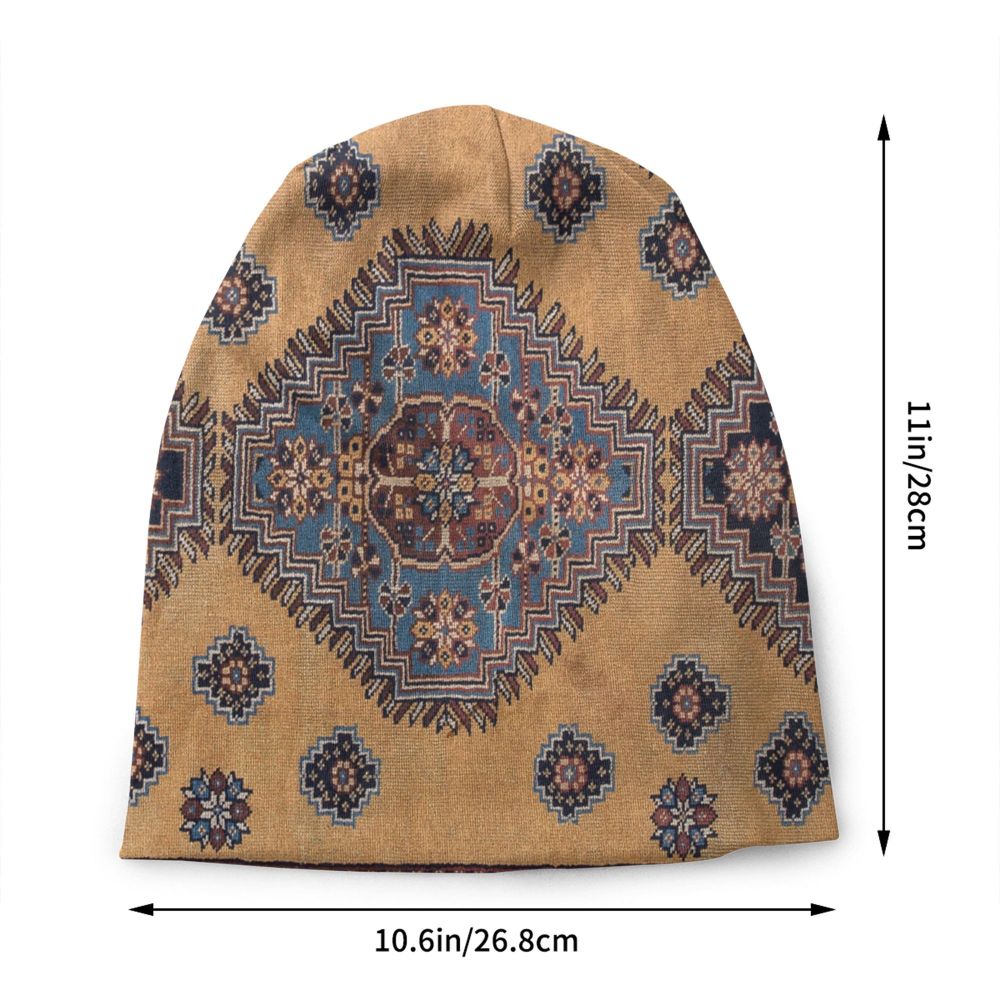 Custom Persian Kilim Print Skullies Beanies Caps Cool Warm Knitted Hats Unisex Bohemian Geometric Ethnic Style Bonnet Hats