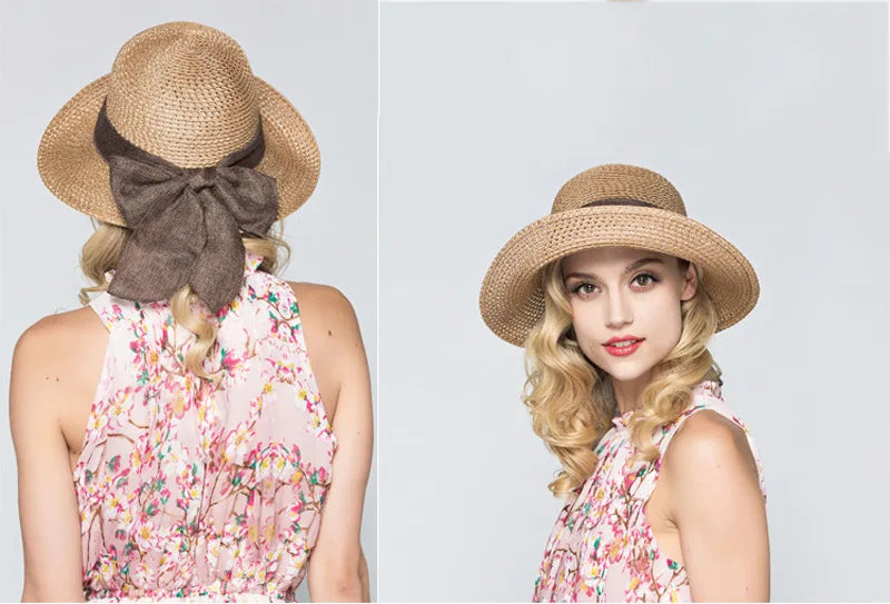 2019 Summer Bow Ribbon Sun Hat Panama Women's Cap Bonnet Beach Straw Hats summer hats for women шляпа соломенная gorro mujer