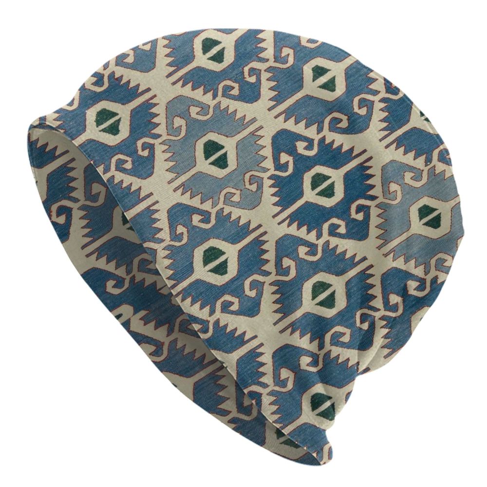 Custom Persian Kilim Print Skullies Beanies Caps Cool Warm Knitted Hats Unisex Bohemian Geometric Ethnic Style Bonnet Hats