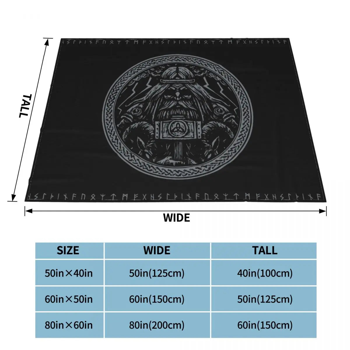 Medaillon with Runes Viking Norse God Odin Patterned Blanket Flannel Spring Autumn Breathable Soft Blanket Bedding Car Cover