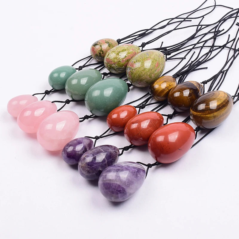 3 PCS Natural Jade Stone Yoni Egg Set Massage Vaginal Balls Muscle Kegel Exercise Women Tightening Crystal Ball Kegel Exerciser