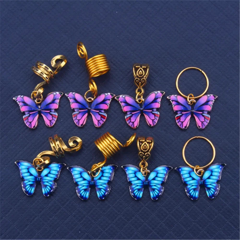 5-20pcs Boho Butterfly Hair Ring Dreadlocks Beads Hair Braid Rings Clips Dread Locks Hair Braiding Accessories