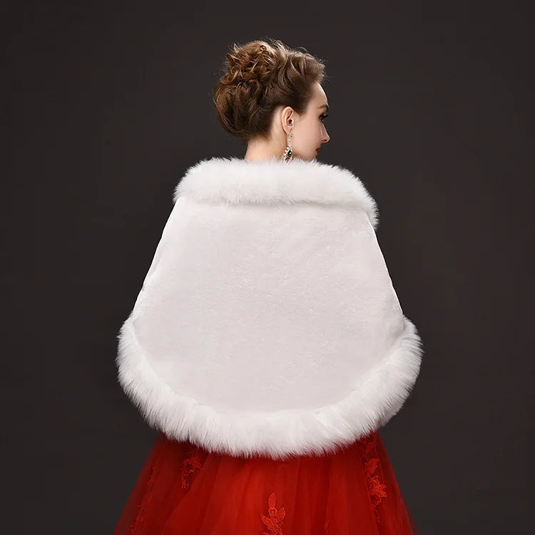 Luxury Faux Fur Scarf Cape Winter Warm Bolero Bridal Poncho Elegant Soft Mink Female Wedding Cloak Jacket E162