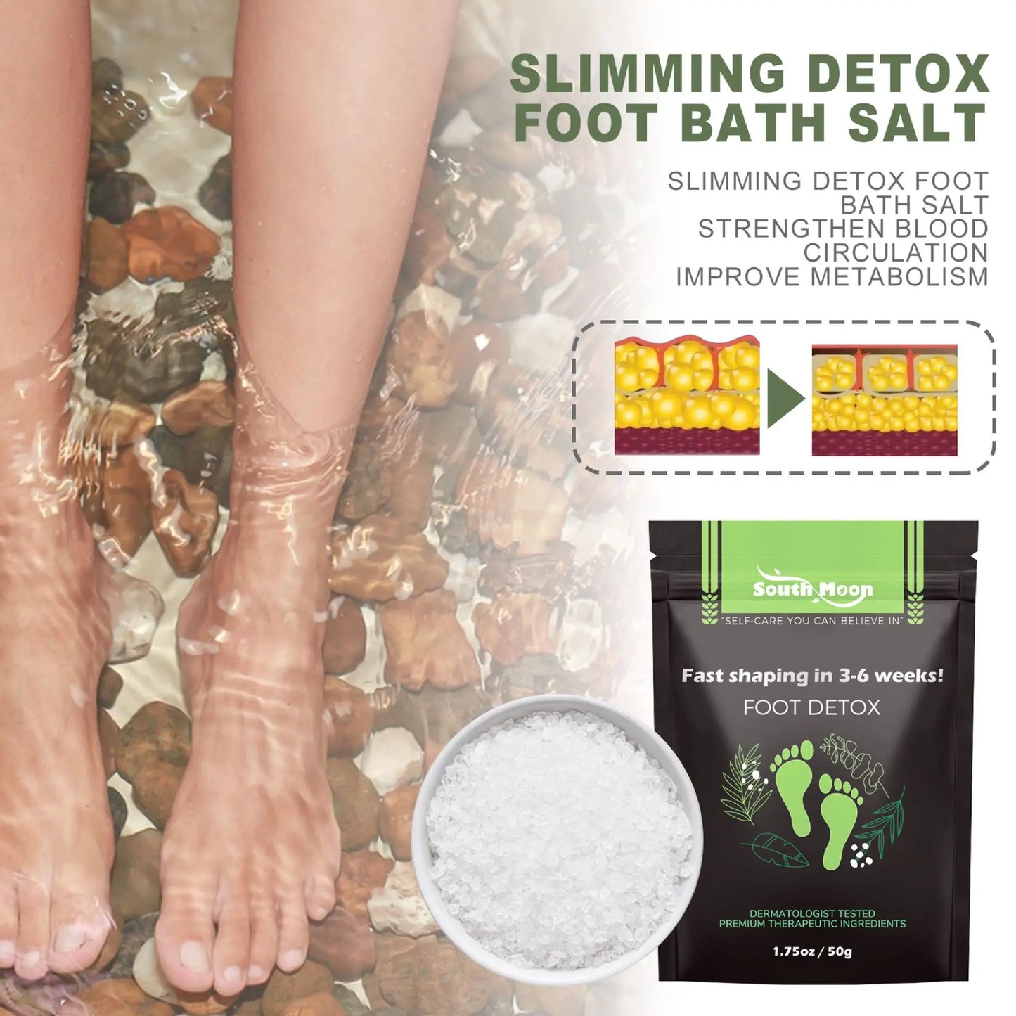 Fat Burning Foot Bath Salt Soak Fast Slimming Ginger Detox Salt Foot Soak Body Detox Stress Relax Weight Loss Health Care 50g