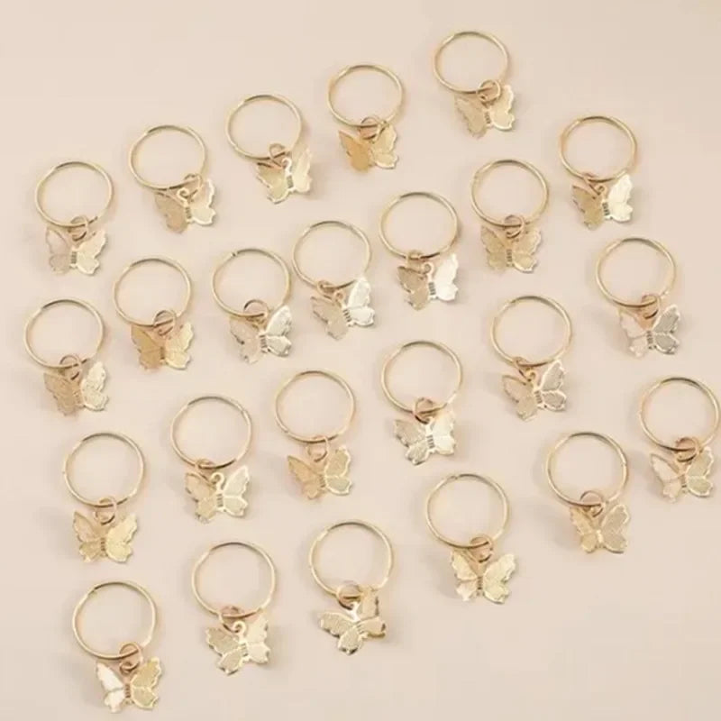 5-20pcs Boho Butterfly Hair Ring Dreadlocks Beads Hair Braid Rings Clips Dread Locks Hair Braiding Accessories
