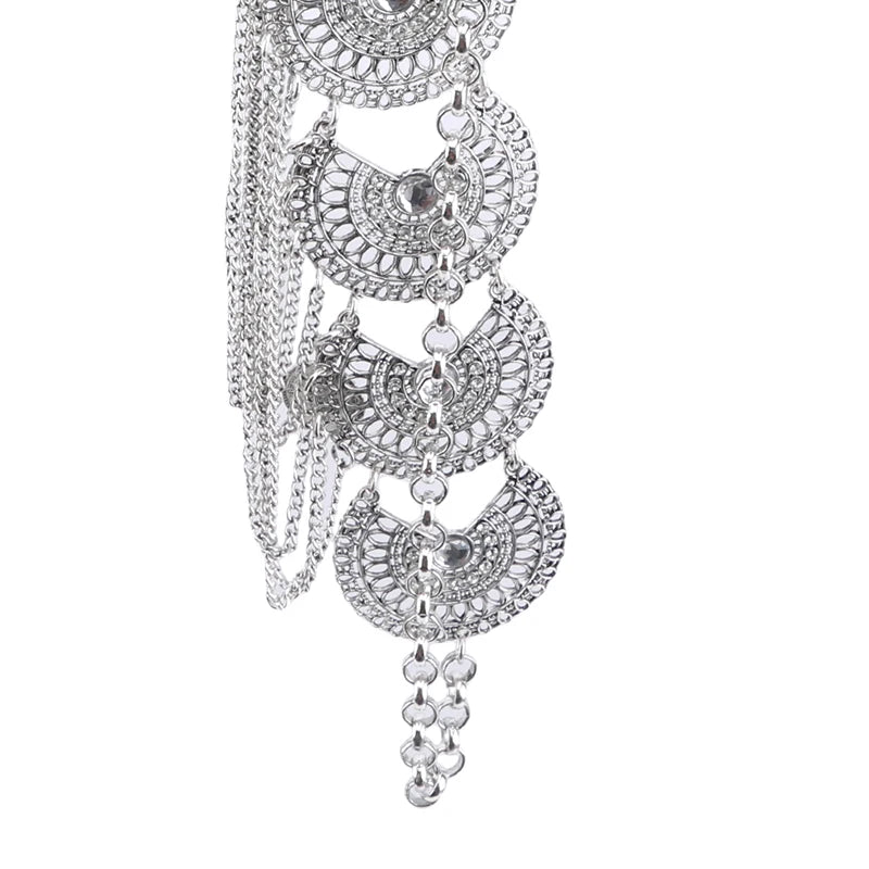 Gypsy Afghan Coin Ethnic Waist Belly Chains Hollow Moon Crystal Flower Long Tassel Moroccan Belts Indian Sexy Body Chain Jewelry