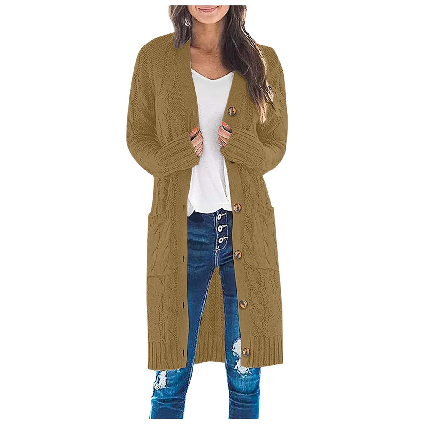 Women Boho Patchwork Cardigan Casual Loose Long Sweater Open Front Knit Sweaters Coat Korean Style Sweater For Women Daily