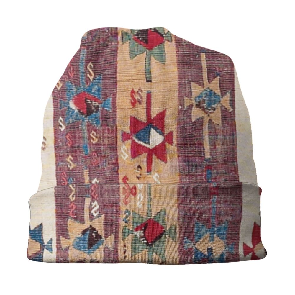 Custom Persian Kilim Print Skullies Beanies Caps Cool Warm Knitted Hats Unisex Bohemian Geometric Ethnic Style Bonnet Hats