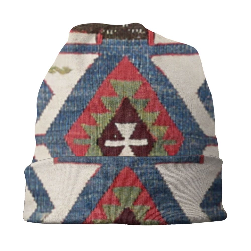 Custom Persian Kilim Print Skullies Beanies Caps Cool Warm Knitted Hats Unisex Bohemian Geometric Ethnic Style Bonnet Hats