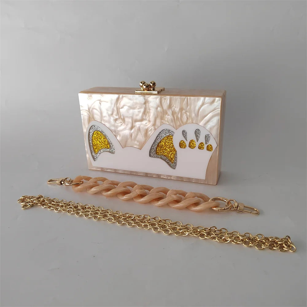 Cartoon Pearl Nude White Female Mini Wallet Brand Women Acrylic Evening Bag Wedding Party Clutch Purse Prom Casual Box Handbag