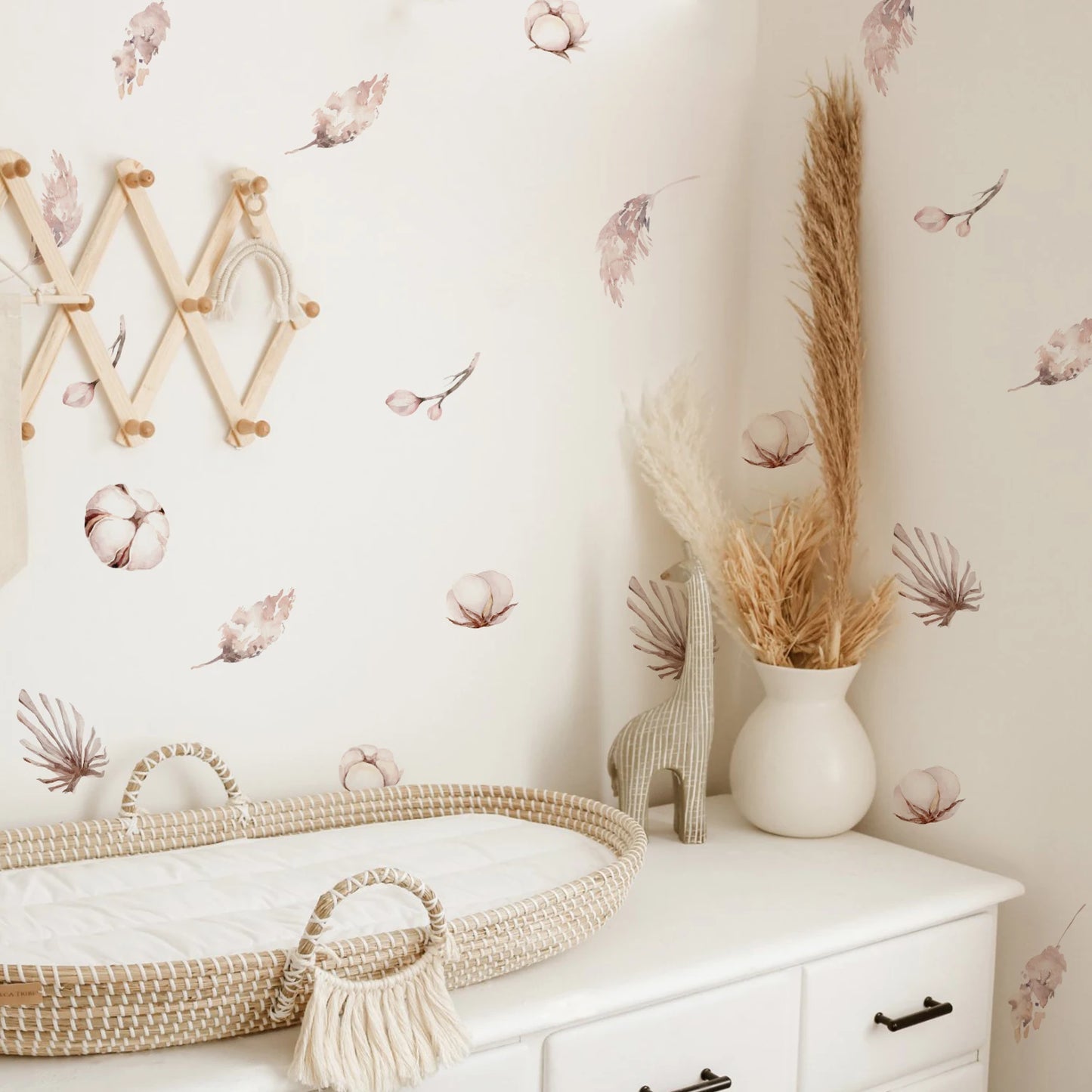 Boho Watercolour Flower Wall Stickers for Kids Rooms Living Room Wall Decor Kitchen Decoration Decals Art Decal Mural Background