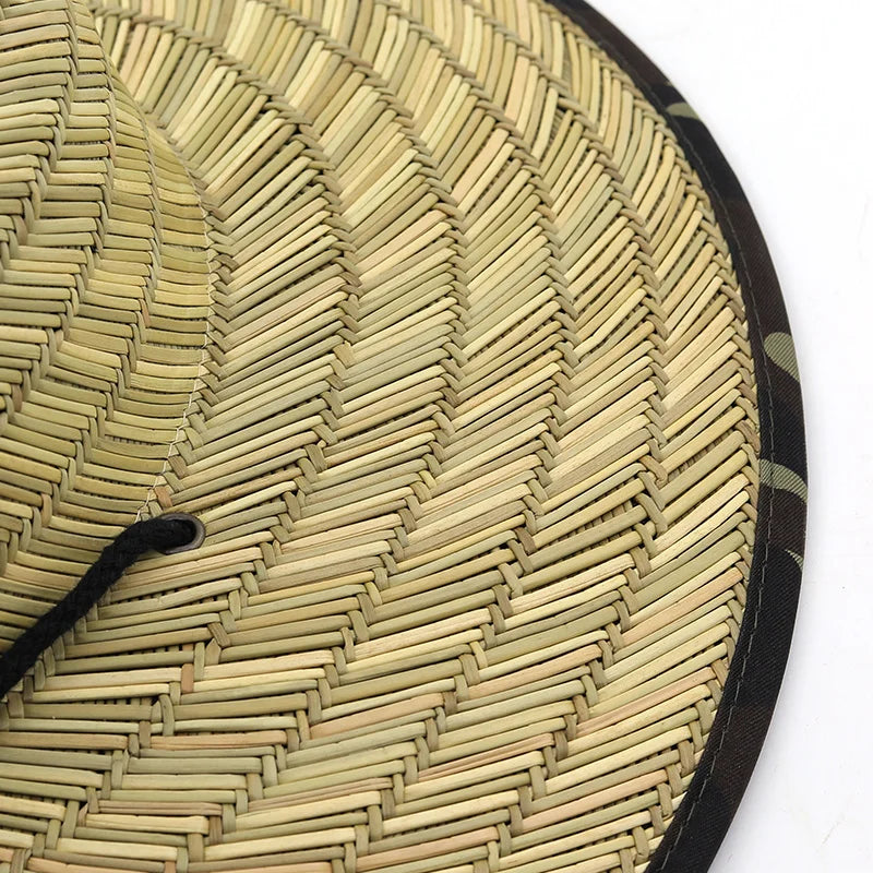 Men Women New Handwork Lifeguard Hat Straw Summer Beach Sun hat Outdoor Summer Wide Brim Panama Straw Girl Summer Hat