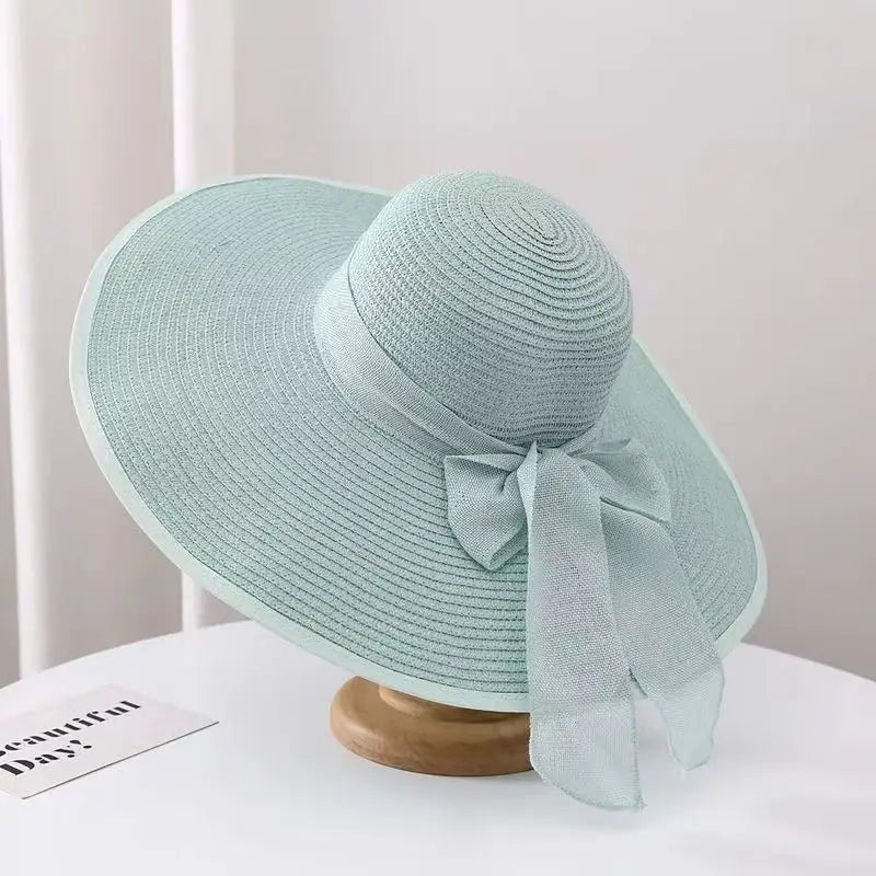 wide brim Straw Hat for Women Wholesale female dome straw hat visor foldable beach hat lady sun hat summer French retro topper
