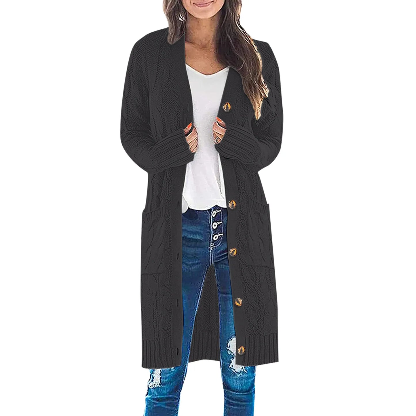 Women Boho Patchwork Cardigan Casual Loose Long Sweater Open Front Knit Sweaters Coat Korean Style Sweater For Women Daily