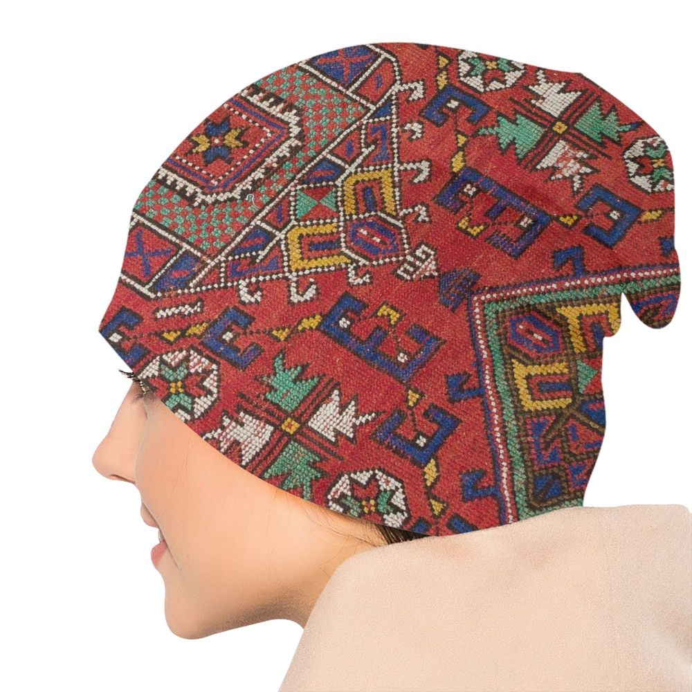 Custom Persian Kilim Print Skullies Beanies Caps Cool Warm Knitted Hats Unisex Bohemian Geometric Ethnic Style Bonnet Hats