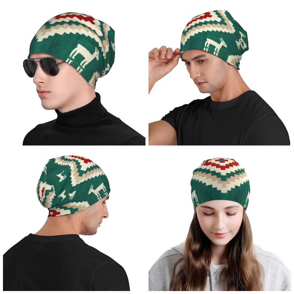 Custom Persian Kilim Print Skullies Beanies Caps Cool Warm Knitted Hats Unisex Bohemian Geometric Ethnic Style Bonnet Hats