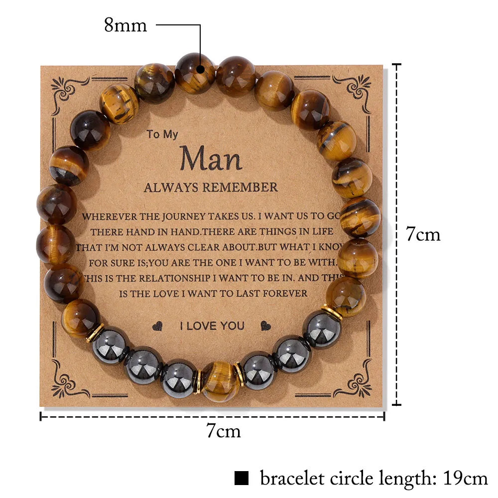 Fashion Tiger Eye Beaded Bracelet Natural Stone Stretch Bracelet With Different Blessings Women Men Protection Spiritual Jewelry