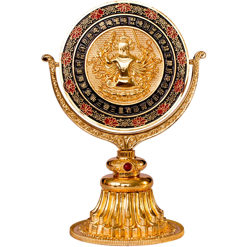 Nepal Quasi-Lift Mirror Quasi-Lift Statue Engraved Revealing Dense round Heart-to-Heart Set Mirror Tang Zhunti Treasure Mirror Home Tibetan Ornaments