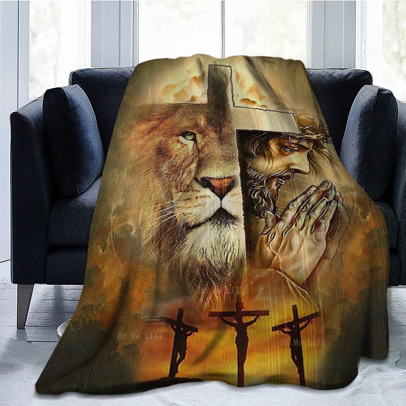 Lion Of Judah God Jesus Religious Christ Spiritual Holy Cross Ultra Soft Flannel Blanket By Ho Me Lili Indoor And Outdoor Use