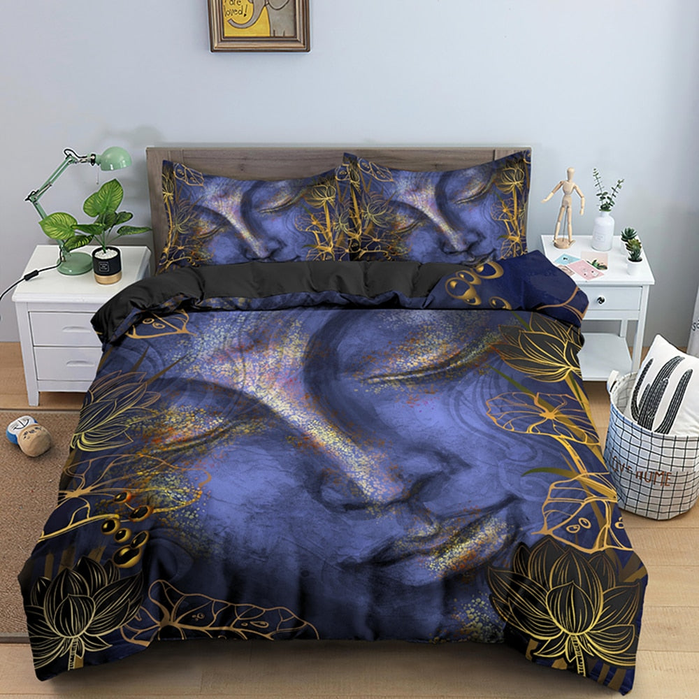 3D Buddha Print Bedding Set Meditation Duvet Covers With Pillow Cover Case Home Decor Bed Clothes Double Queen King Size