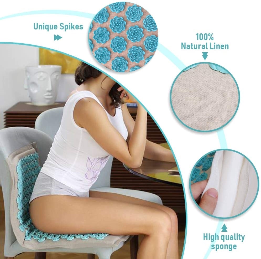 Organic Linen Acupressure Mat or Pillow or Set Yoga Meditation Mat Increase Blood Flow Neck & Back Pain Relief