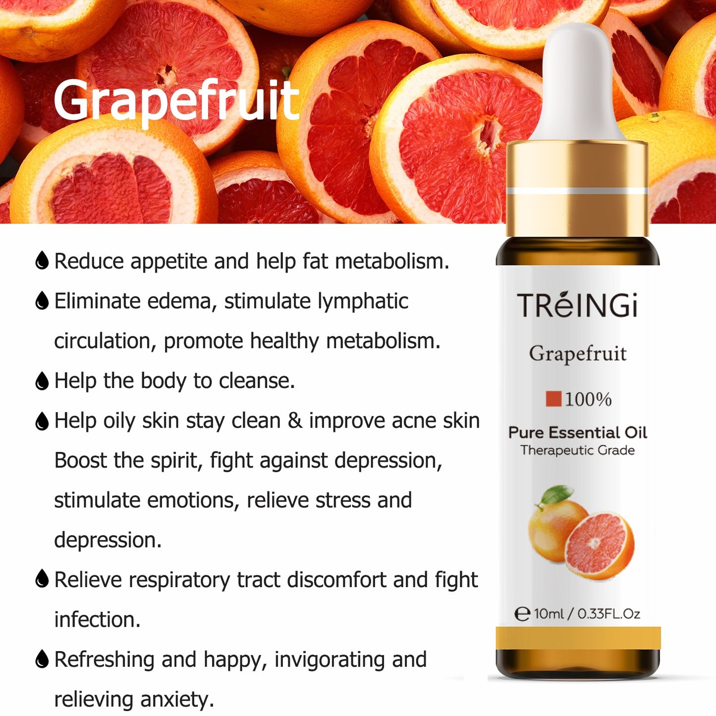10ml Pure Natural Sandalwood Essential Oils Jasmine Lavender Rose Vanilla Mint Sage Cinnamon Bergamot Tea Tree Oil with Dropper