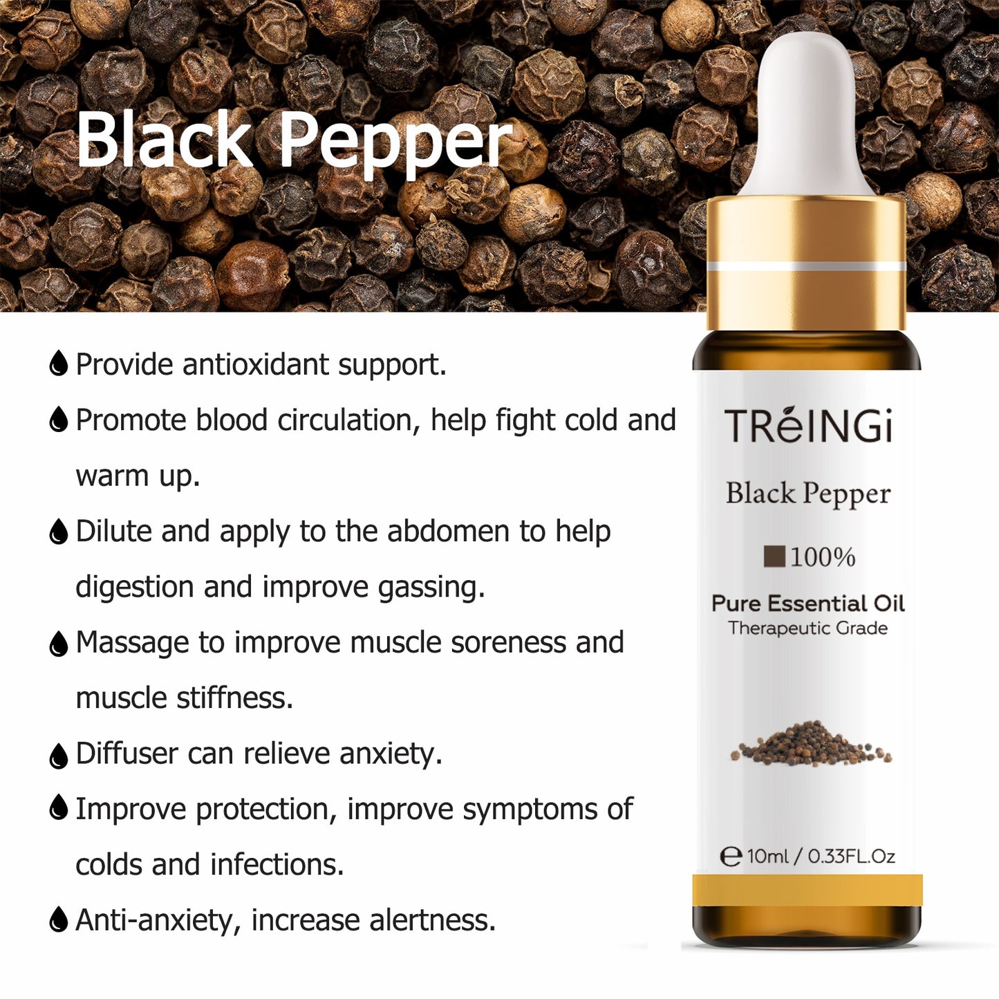 10ml Pure Natural Sandalwood Essential Oils Jasmine Lavender Rose Vanilla Mint Sage Cinnamon Bergamot Tea Tree Oil with Dropper