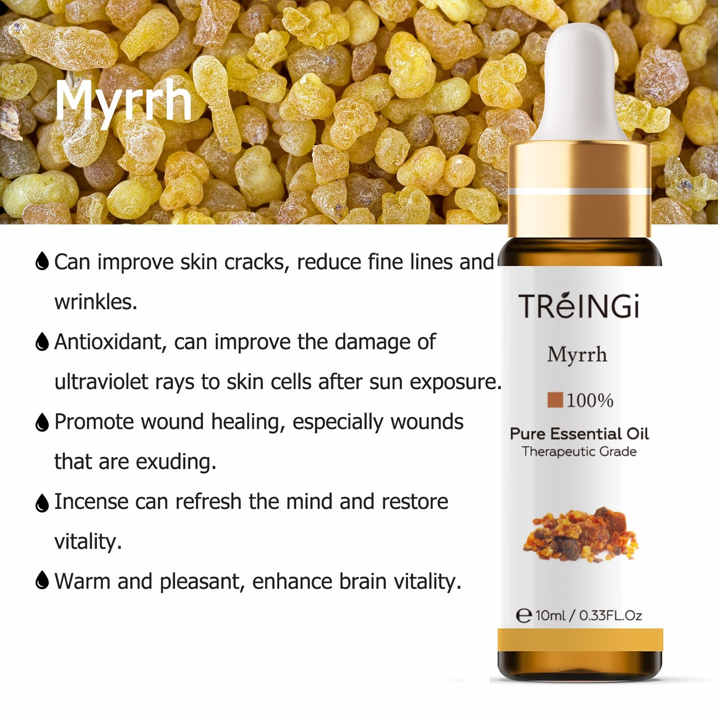 10ml Pure Natural Sandalwood Essential Oils Jasmine Lavender Rose Vanilla Mint Sage Cinnamon Bergamot Tea Tree Oil with Dropper