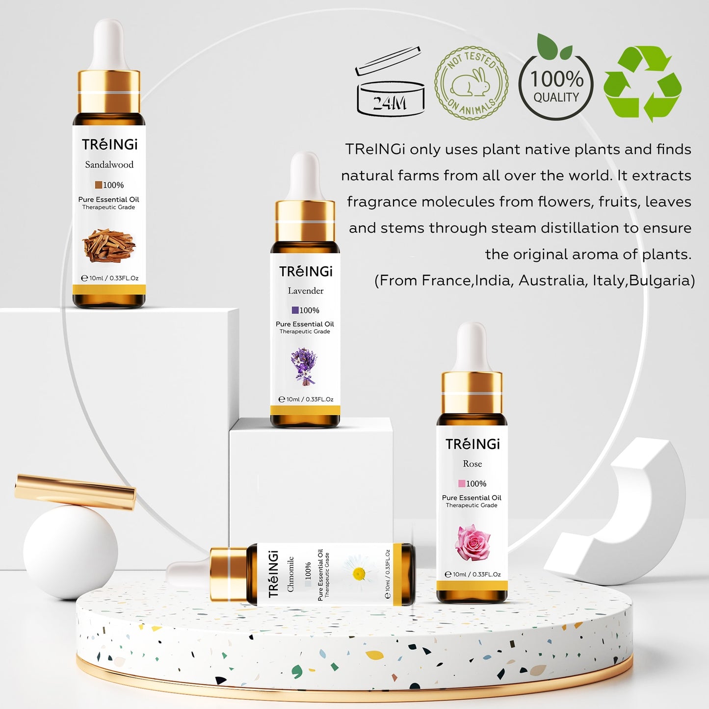 10ml Pure Natural Sandalwood Essential Oils Jasmine Lavender Rose Vanilla Mint Sage Cinnamon Bergamot Tea Tree Oil with Dropper