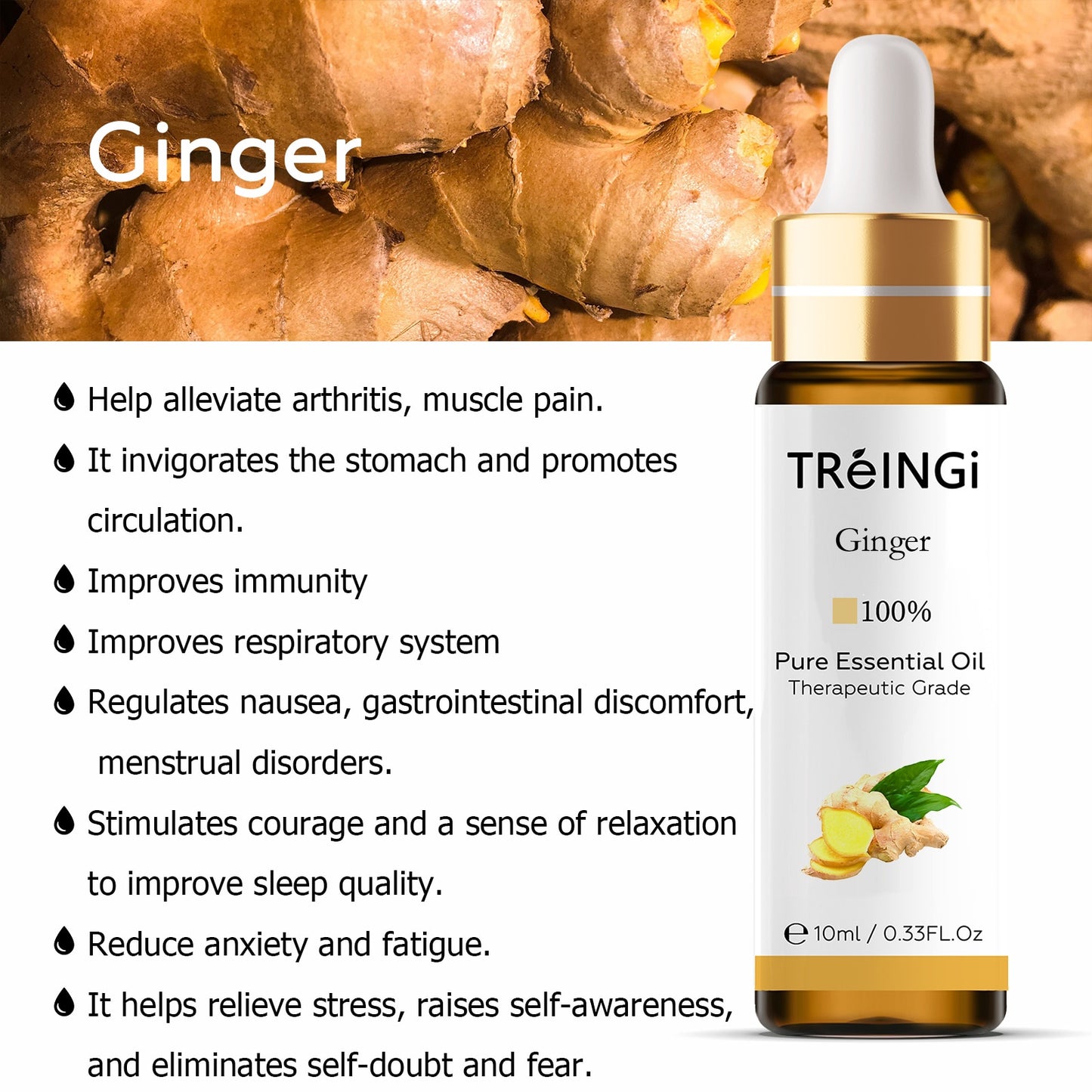 10ml Pure Natural Sandalwood Essential Oils Jasmine Lavender Rose Vanilla Mint Sage Cinnamon Bergamot Tea Tree Oil with Dropper