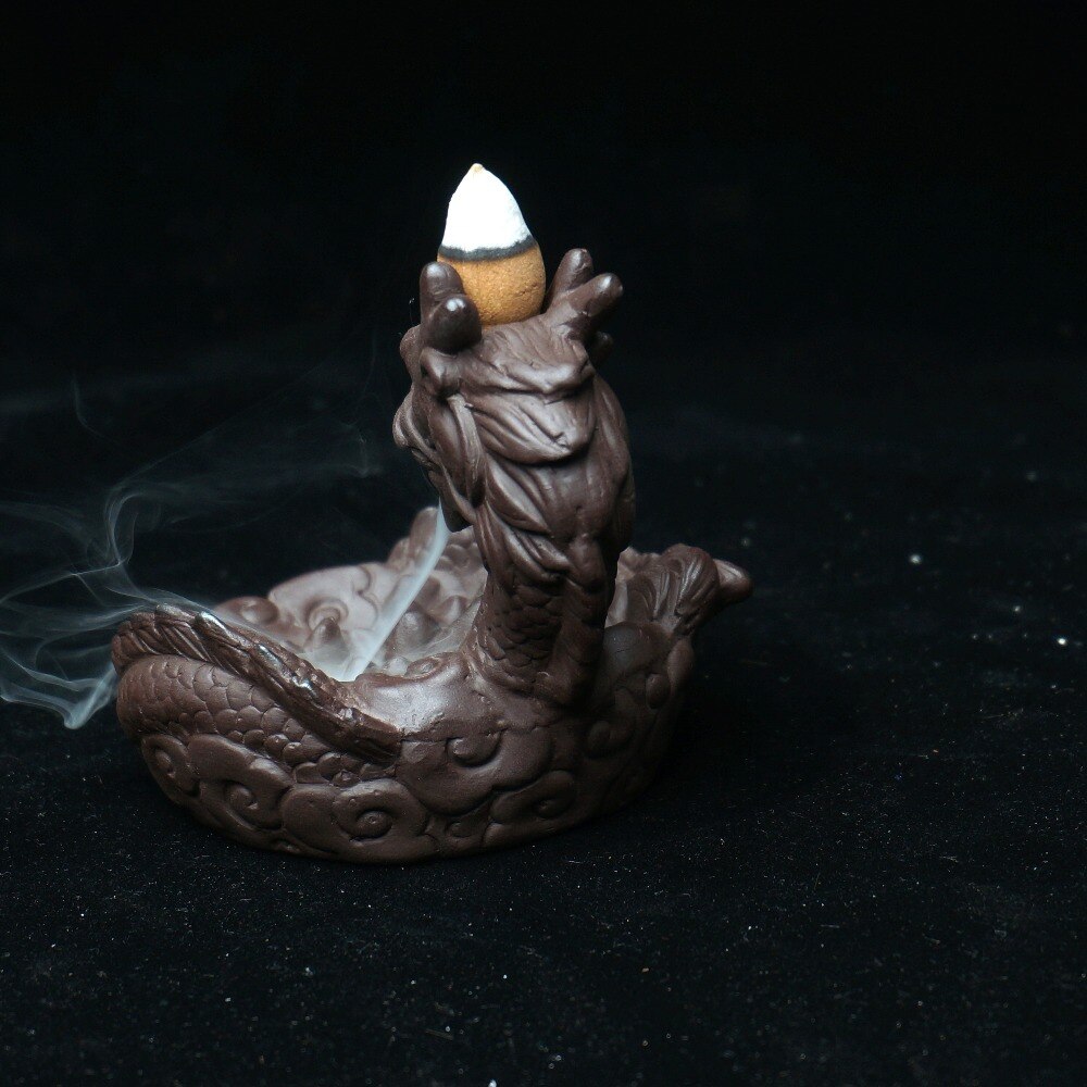 Dragon Statue Backflow Incense Burner Ceramic Sandalwood Censer Home Ornaments Figurines Backflowing Sandalwood Incensory
