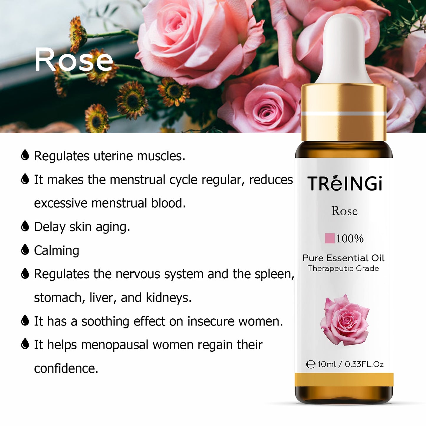 10ml Pure Natural Sandalwood Essential Oils Jasmine Lavender Rose Vanilla Mint Sage Cinnamon Bergamot Tea Tree Oil with Dropper