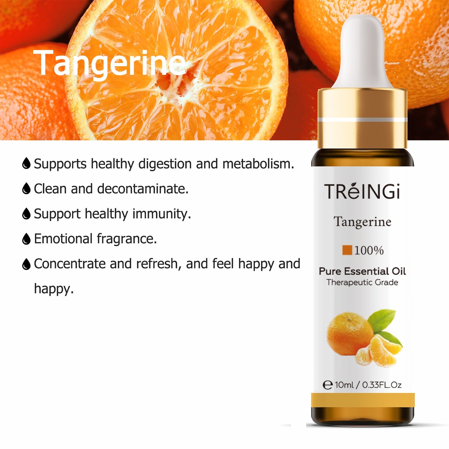 10ml Pure Natural Sandalwood Essential Oils Jasmine Lavender Rose Vanilla Mint Sage Cinnamon Bergamot Tea Tree Oil with Dropper