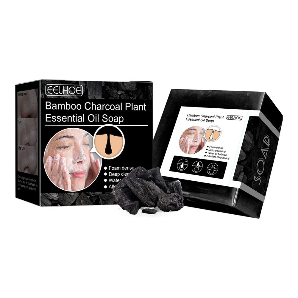 Natural Organic Herbal Essential Black Bamboo Oil Soap Whitening Handmade Soap Skin Remove Acne Deep Cleansing Face Hair Care
