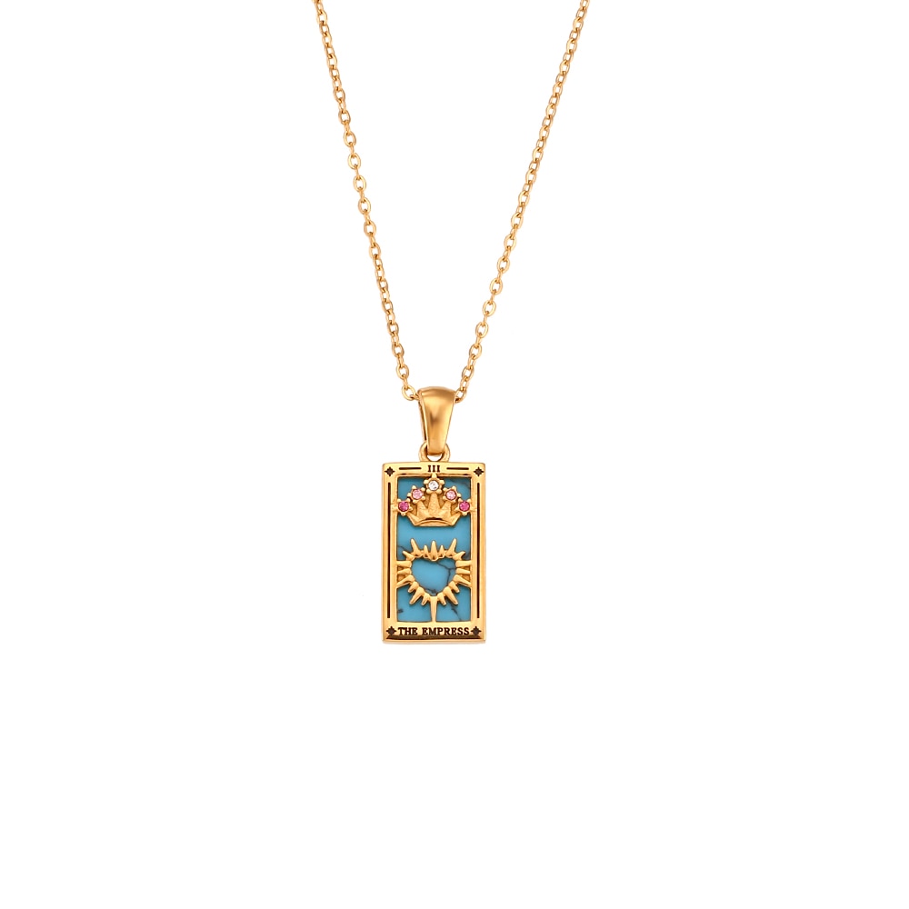 2022 New Design Christmas Jewelry Gift Colorful Gometric Meaningful Moon Sun Lover Stainless Steel Tarot Necklaces For Women