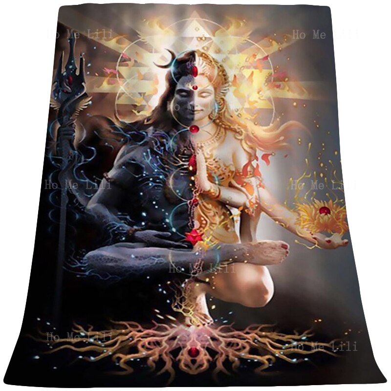 Shiva Gods Religious Hinduism And Buddhism Monks Peak Of Serenity Spiritual Soul Moon Phases Flannel Blanket By Ho Me Lili