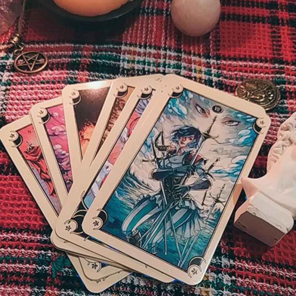 Tarot oracle card mysterious divination comics Tarot card female girl card game board game English playing cards with PDF guide