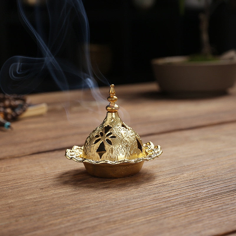 2023 Muslim Eid Mubarak Star Moon Mini Portable Golden Incense Tower Ornaments Ramadan Decor for Home Ramadan Kareem Party Decor