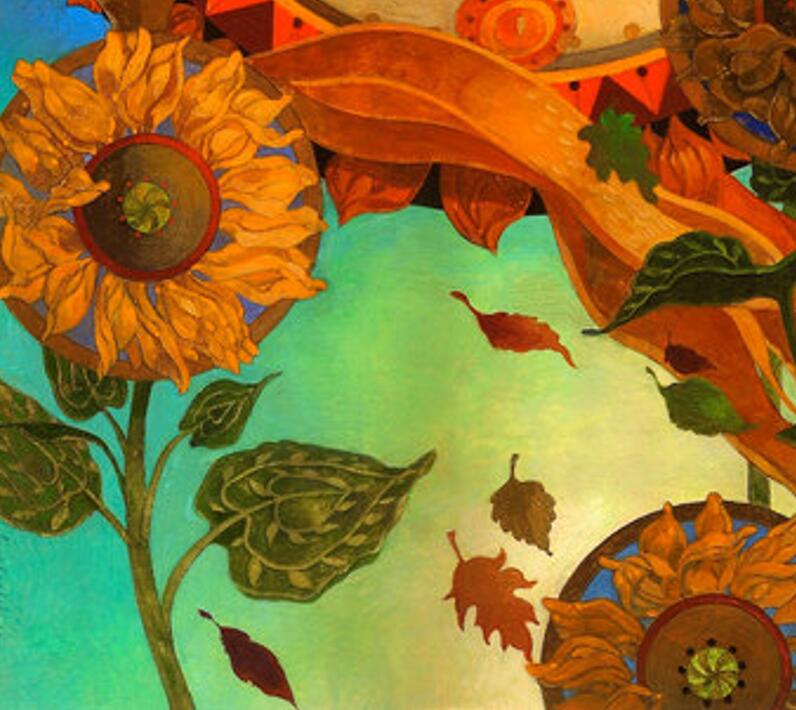 Sun Sunflower Maple Leaf Autumn Spiritual Art Floral Soft Cozy Flannel Blanket By Ho Me Lili Fit For Trave Camping Home Etc