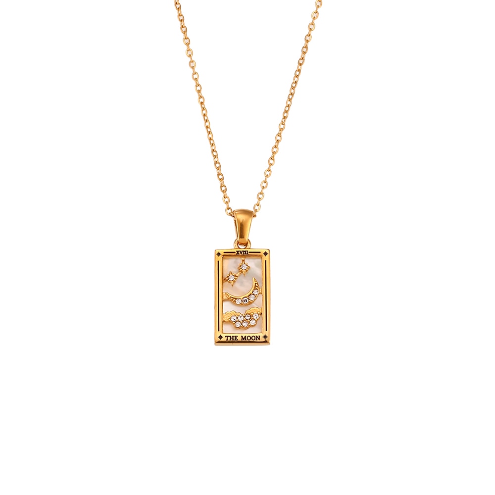 2022 New Design Christmas Jewelry Gift Colorful Gometric Meaningful Moon Sun Lover Stainless Steel Tarot Necklaces For Women