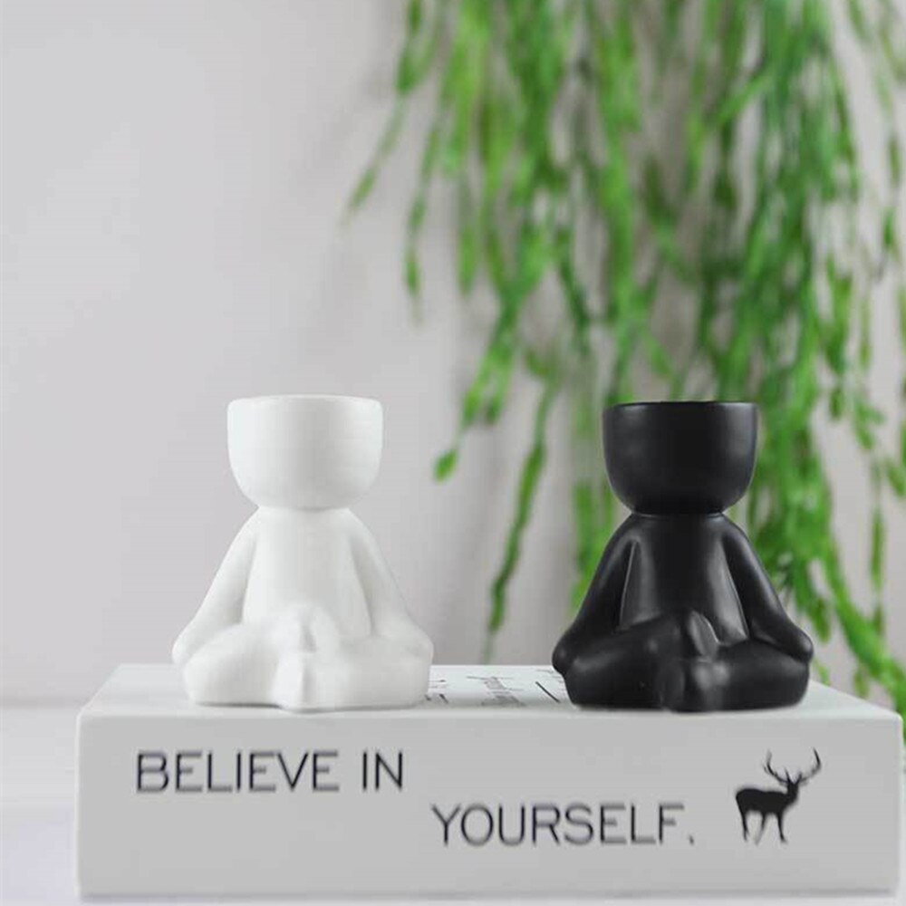 Human-shaped Ceramic Flower Pot Creative Flower Pot Vase Ceramic Crafts Plant Pot Home Ornaments Decoration