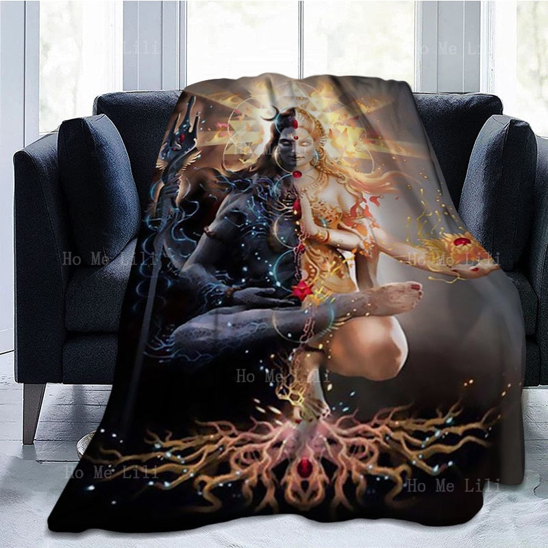 Shiva Gods Religious Hinduism And Buddhism Monks Peak Of Serenity Spiritual Soul Moon Phases Flannel Blanket By Ho Me Lili