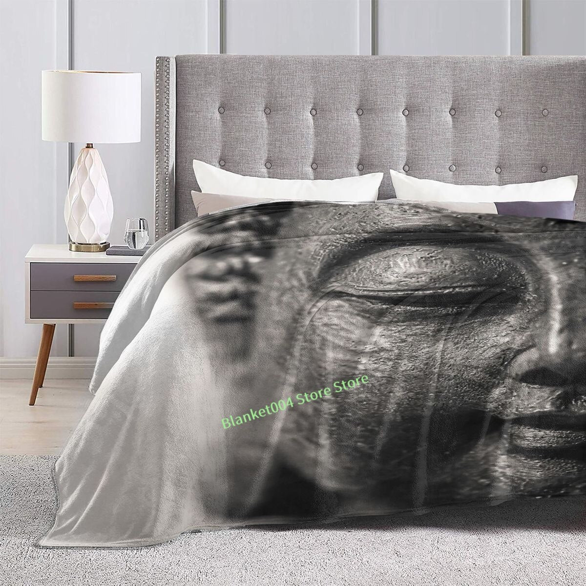 Buddha - Black And White Spiritual Motivational Design For Avery Buddhist And Yoga Addict Throw Blanket decorative blanket