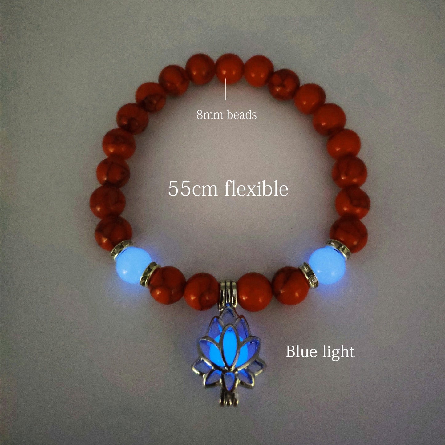 Natural Stone Bracelet Yoga Healing Luminous Glow In The Dark Bracelet Lotus Charm Beads Bracelet for Men Women Prayer Buddhism