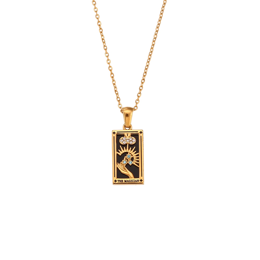 2022 New Design Christmas Jewelry Gift Colorful Gometric Meaningful Moon Sun Lover Stainless Steel Tarot Necklaces For Women
