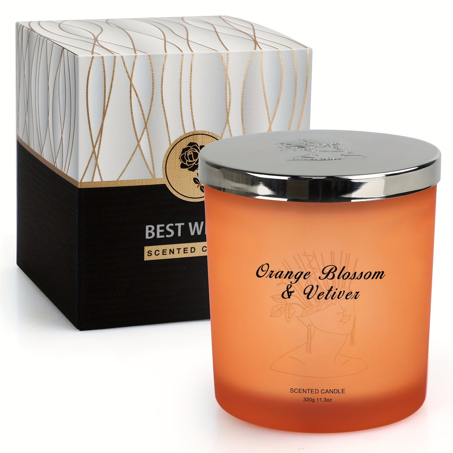 YINUO LIGHT Large Jar Candles Made With 11.3oz Natural Soy Wax | Scented Candles | Candles For Home Scented | Aromatherapy Candles Gifts | Birthday Gifts For Women | Orange Blossom Candle