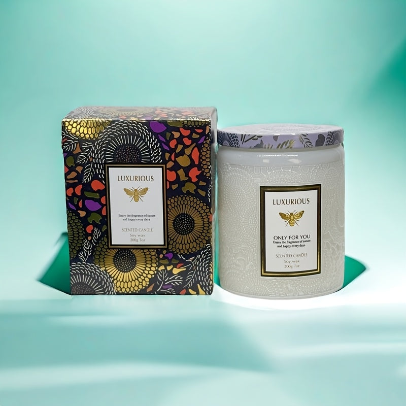 Scented Candles Large Wood Wicked Candles, Decorative Candles in Glass, Natural Soy Wax, 40 Hours Long Burning