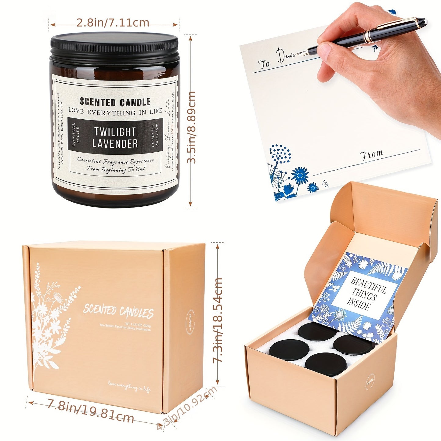 MXCUV 4-Pack Candle Gifts For Women, Lavender Candle Set For Women, 28 Ounces 200 Hours Lasting Candles, Sage Candles For Home, Scented Candles, Gift Set For Family And Friends